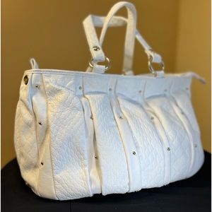 Pulicati White Italian Leather Hobo Style Purse